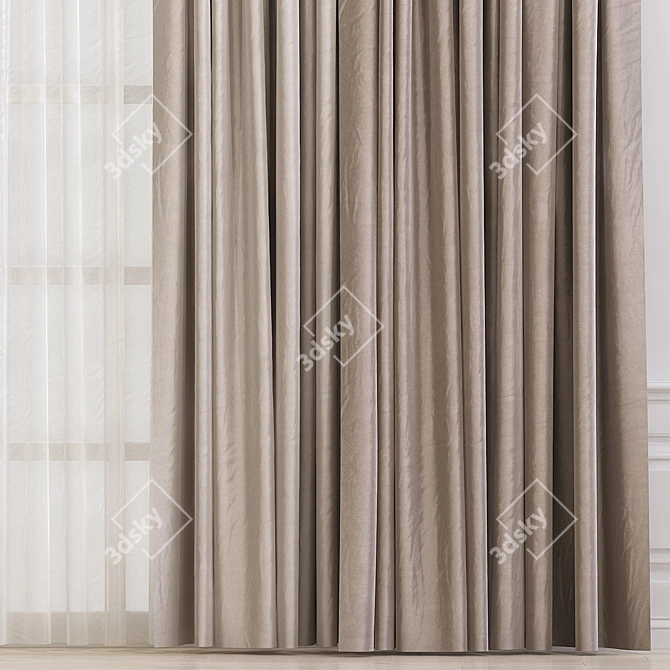 Refined Textured Curtain 3D model image 2