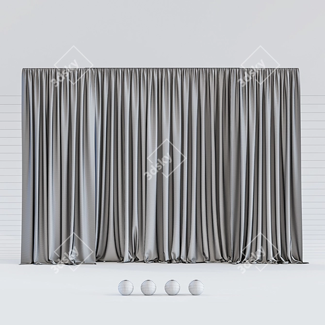 Luxurious Silk Curtain in Elegant Design 3D model image 2