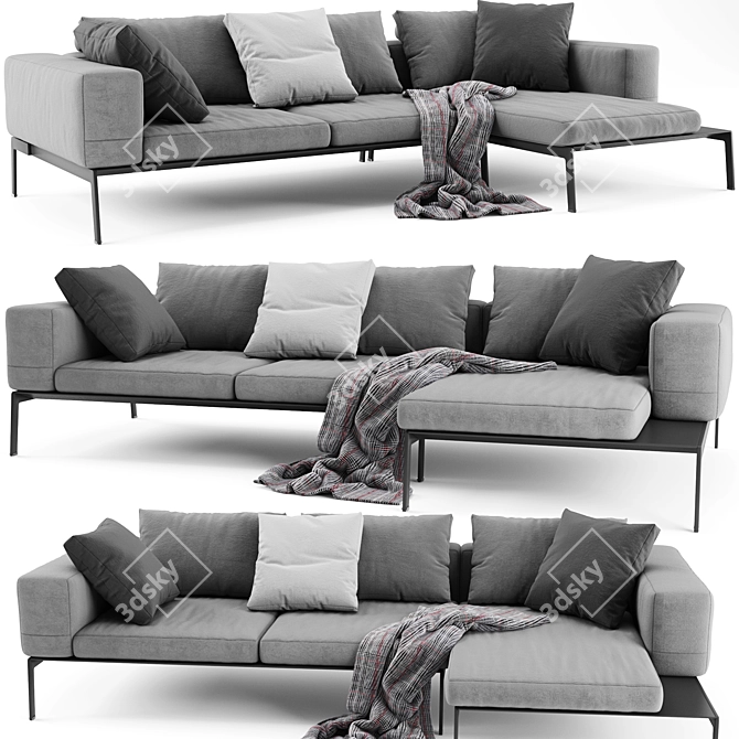 Flexform Lifesteel: Premium Sectional Sofa 3D model image 1