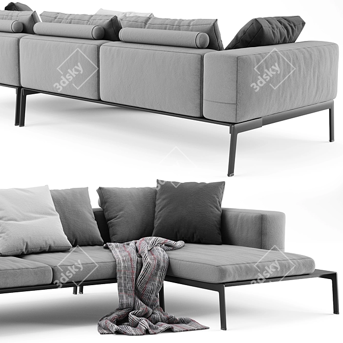 Flexform Lifesteel: Premium Sectional Sofa 3D model image 2