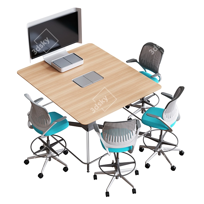 Steelcase - Media:Scape Mini & Rectangle Table
Title: Steelcase Media:Scape Table Set 3D model image 3