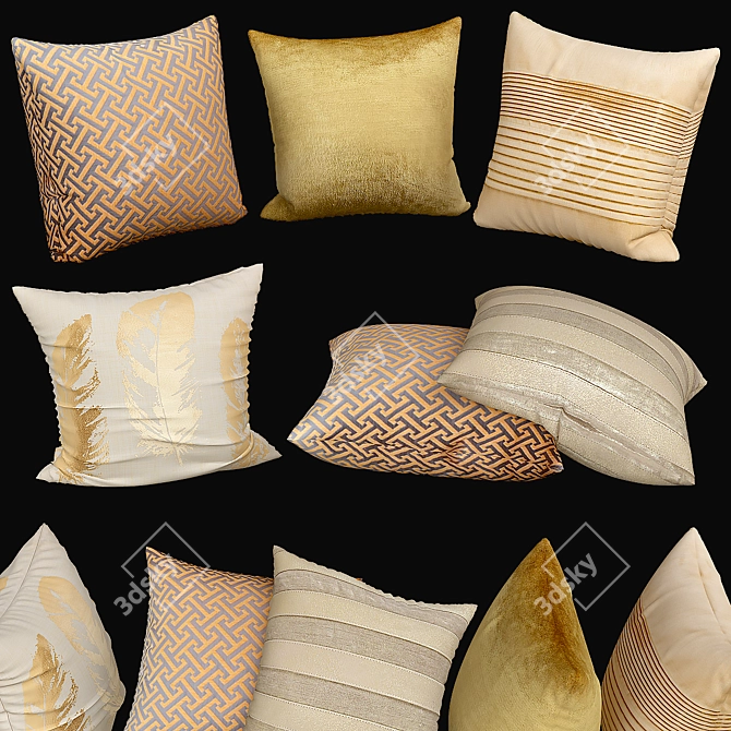 Luxury Textured Sofa Pillows 3D model image 1