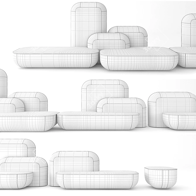 Contemporary Okome Collection: Nendo Design 3D model image 4