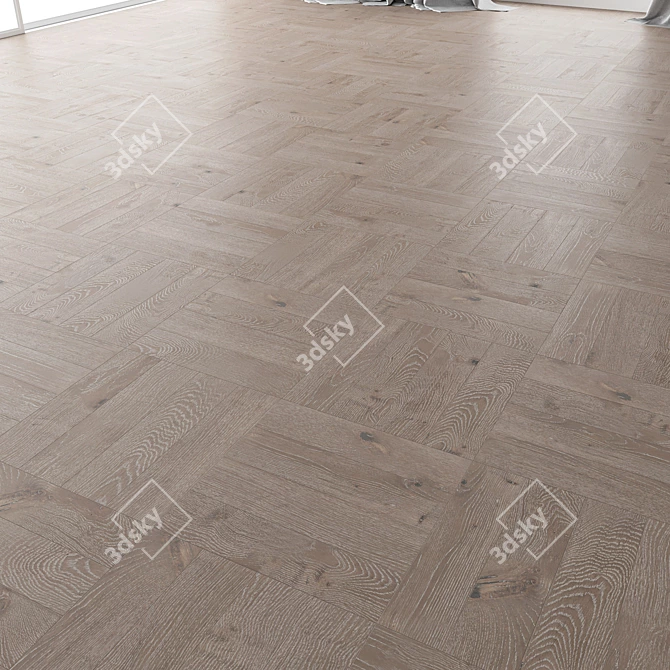 Nordic Oak Parquet Flooring Set 3D model image 2