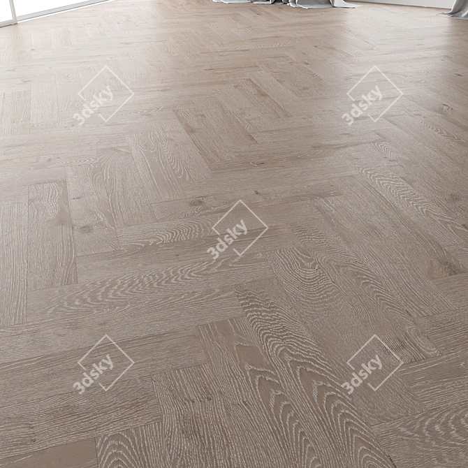 Nordic Oak Parquet Flooring Set 3D model image 4