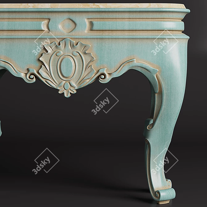 Elegant Wood & Marble Console 3D model image 3