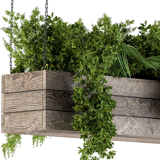 Wooden Box Hanging Plants 3D model image 3