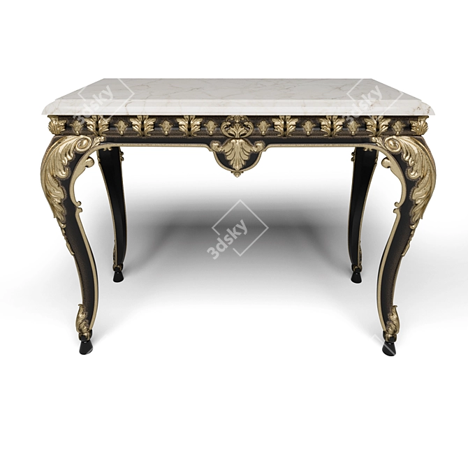 Galleria Oak Console with Marble Top 3D model image 1