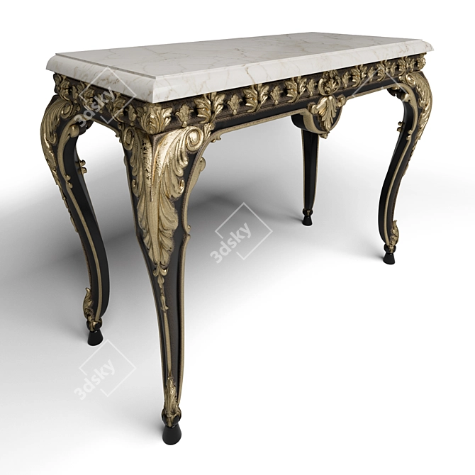 Galleria Oak Console with Marble Top 3D model image 2
