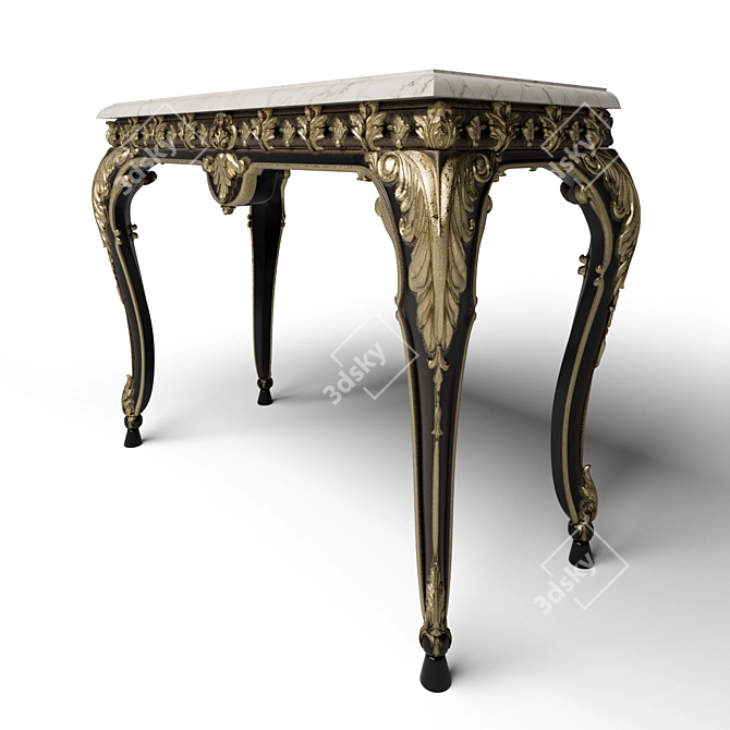 Galleria Oak Console with Marble Top 3D model image 3