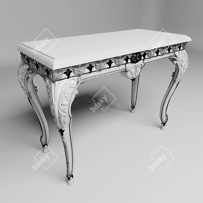 Galleria Oak Console with Marble Top 3D model image 4