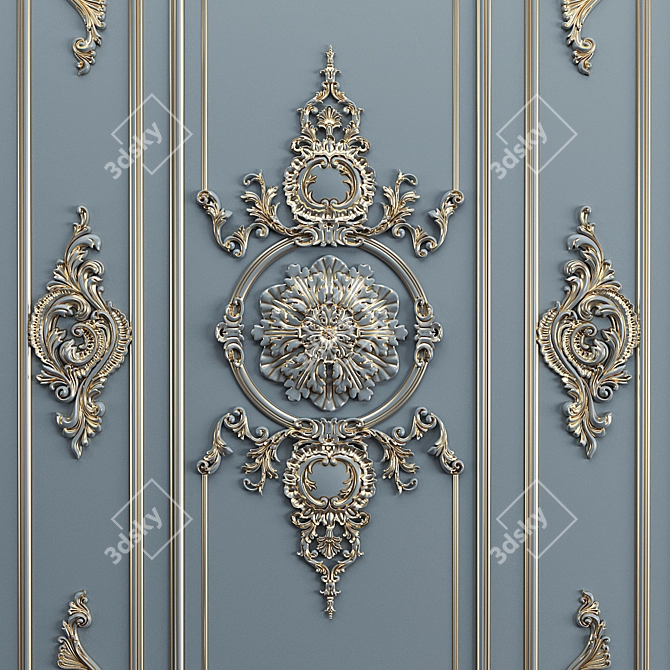 Elegant Plaster Decor Frame 3D model image 3