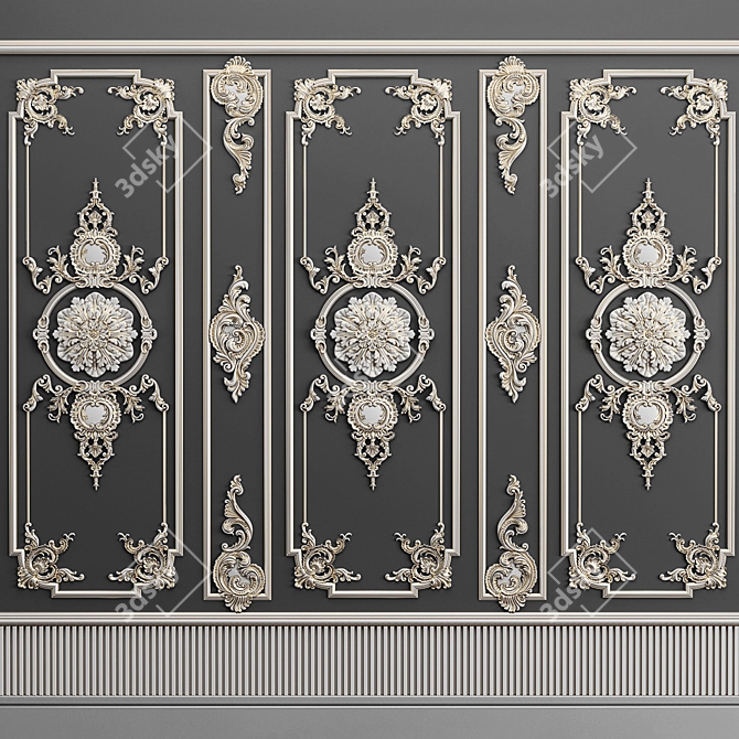 Elegant Plaster Decor Frame 3D model image 6