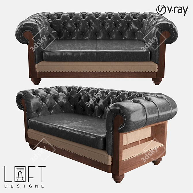 Elegant Leather Sofa: LoftDesign 3927 3D model image 1