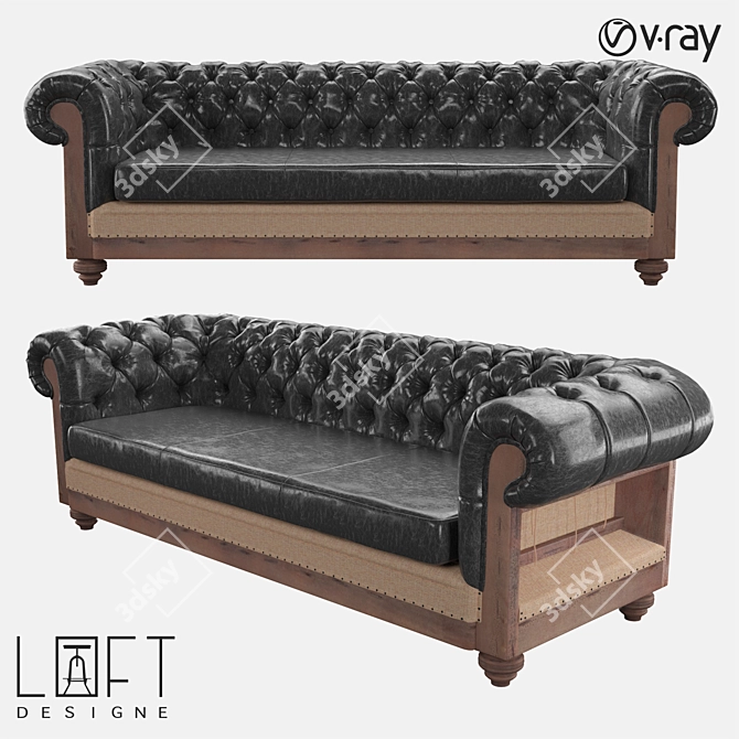 Sleek Leather Sofa: LoftDesigne 3992 3D model image 1