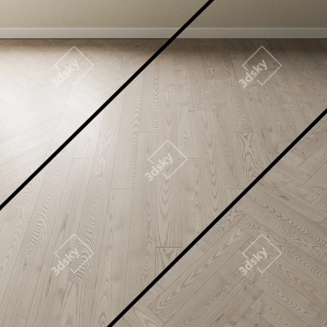 Bleached Ash Parquet: Atlantic Collection 3D model image 1