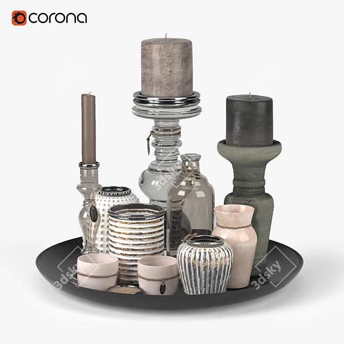 Elegant Candle Set 3D model image 1