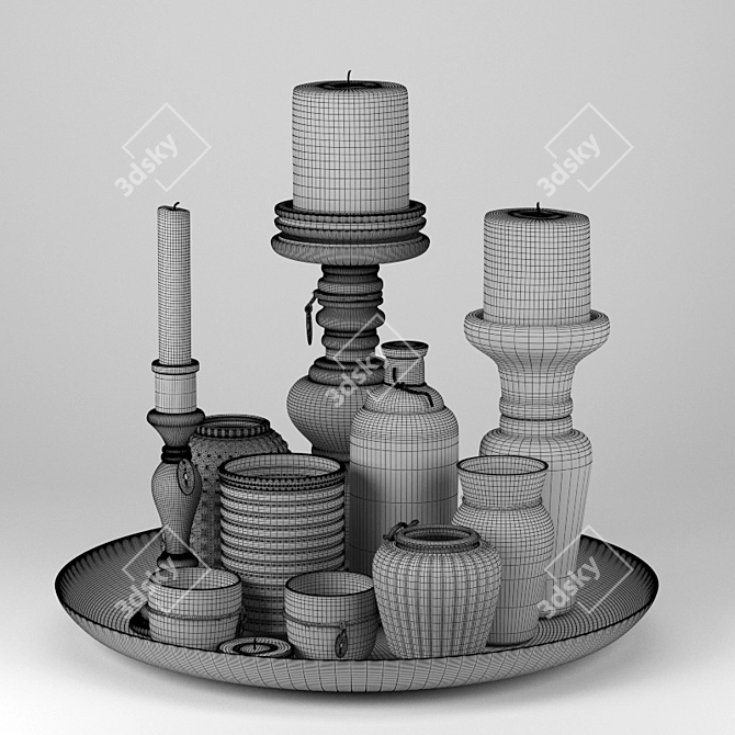 Elegant Candle Set 3D model image 4