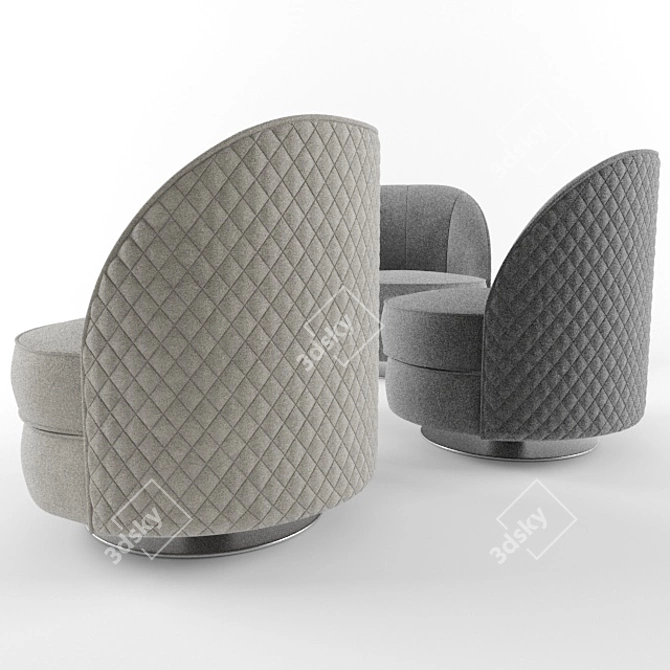 Stylish Swivel Armchair 3D model image 3