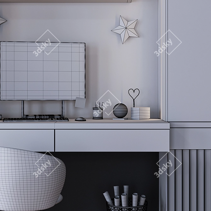 Modern Workplace Desk 3D model image 5