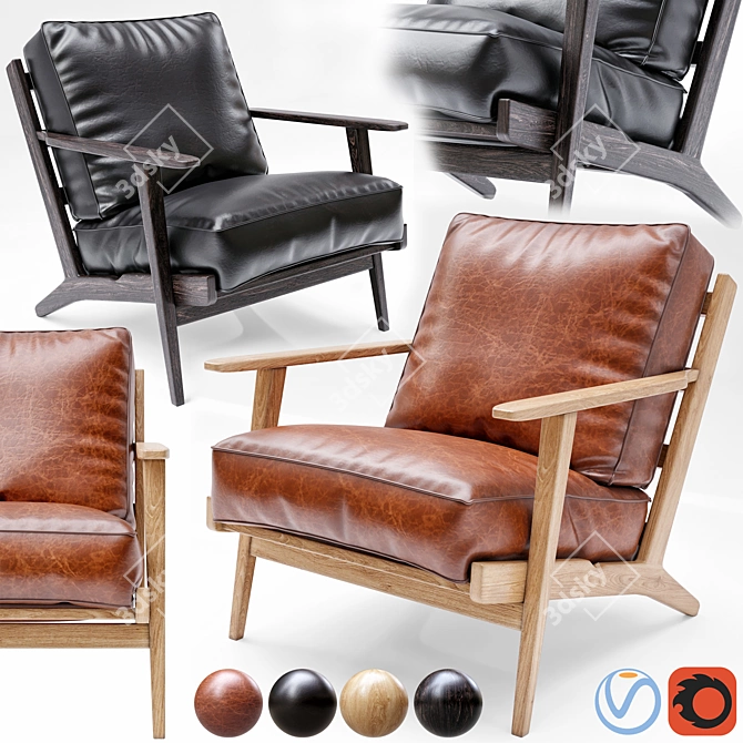 Stylish Baxter Lounge Chair 3D model image 1