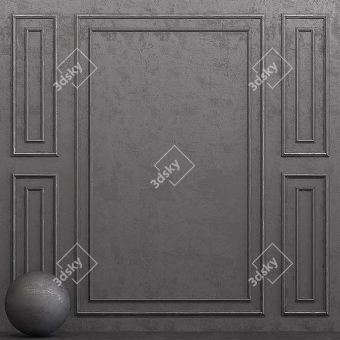 Granite Gray Decorative Plaster with Molding 3D model image 1