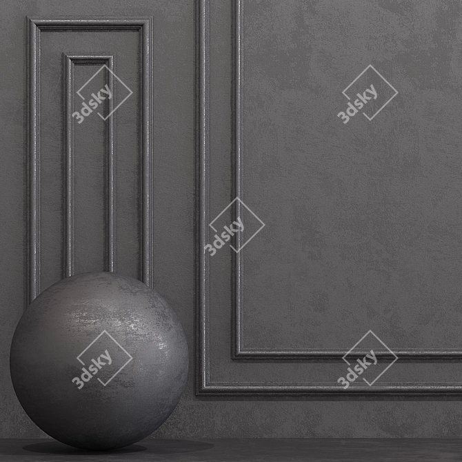 Granite Gray Decorative Plaster with Molding 3D model image 2