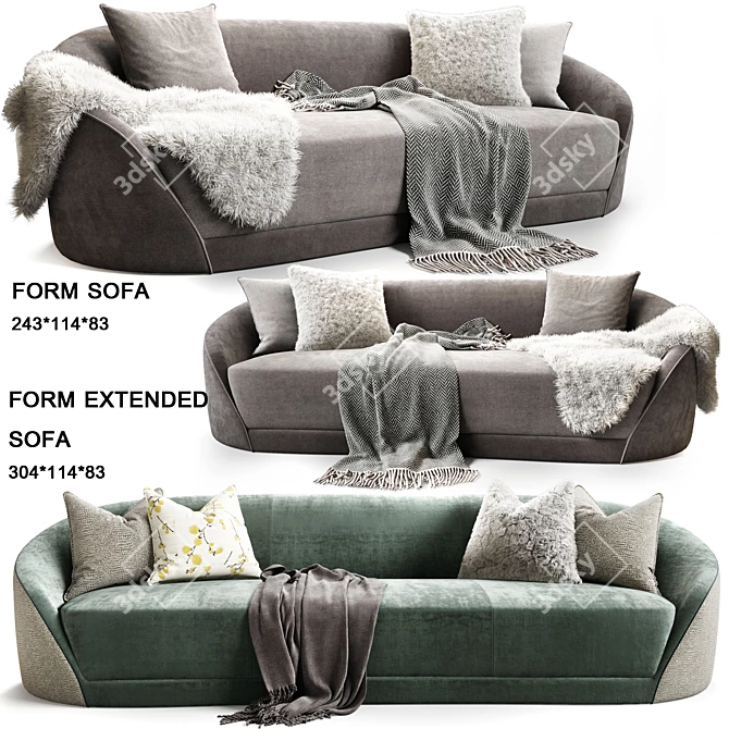 Sleek Baker Form Sofa 3D model image 1