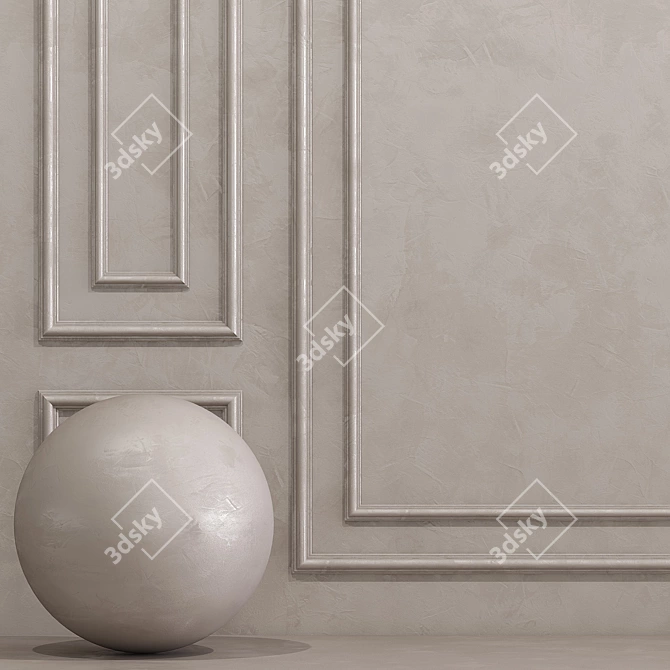 Elegant Plaster with Stylish Molding 3D model image 2