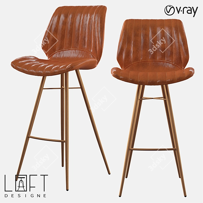 Industrial Metal Bar Stool - LoftDesigne 2697 3D model image 1