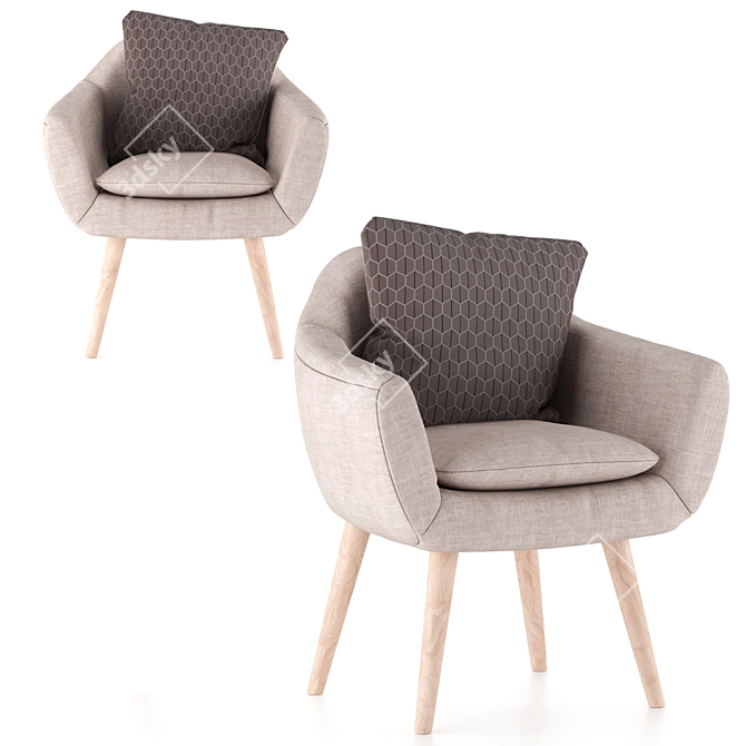 Nordic Comfort Armchair 3D model image 3