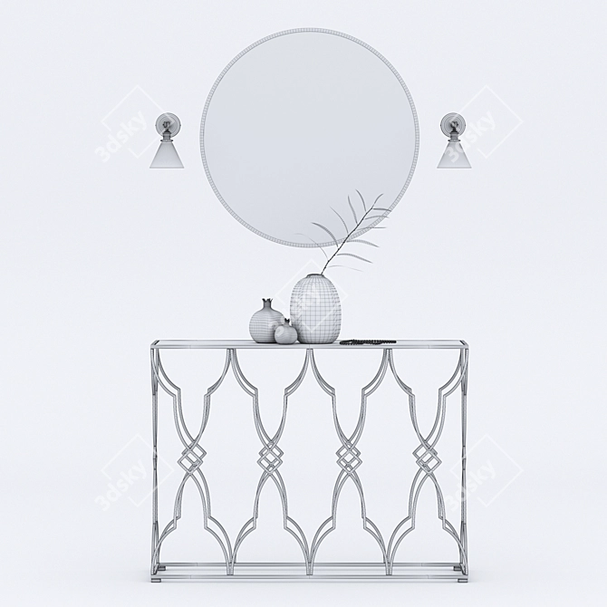 Mirrored Metal Console Table 3D model image 2