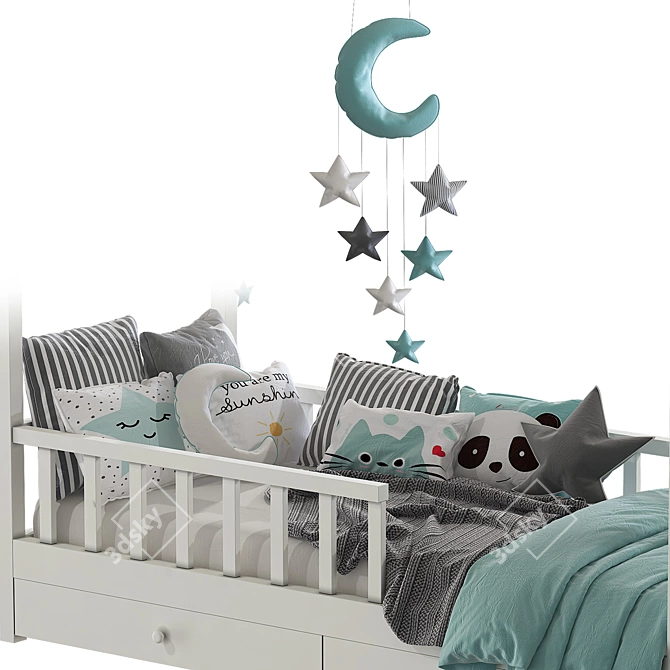 6-Column Children's Bed: Stylish and Spacious 3D model image 2