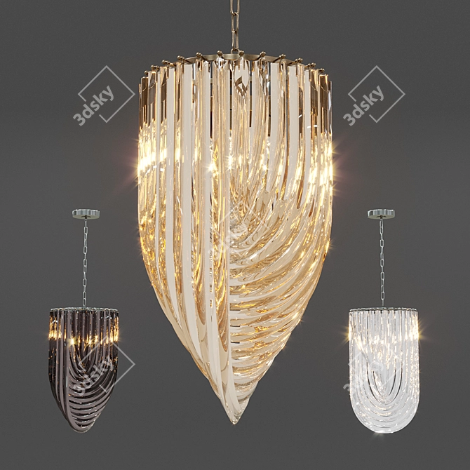 Elegant Murano Pendant Lamp 3D model image 4