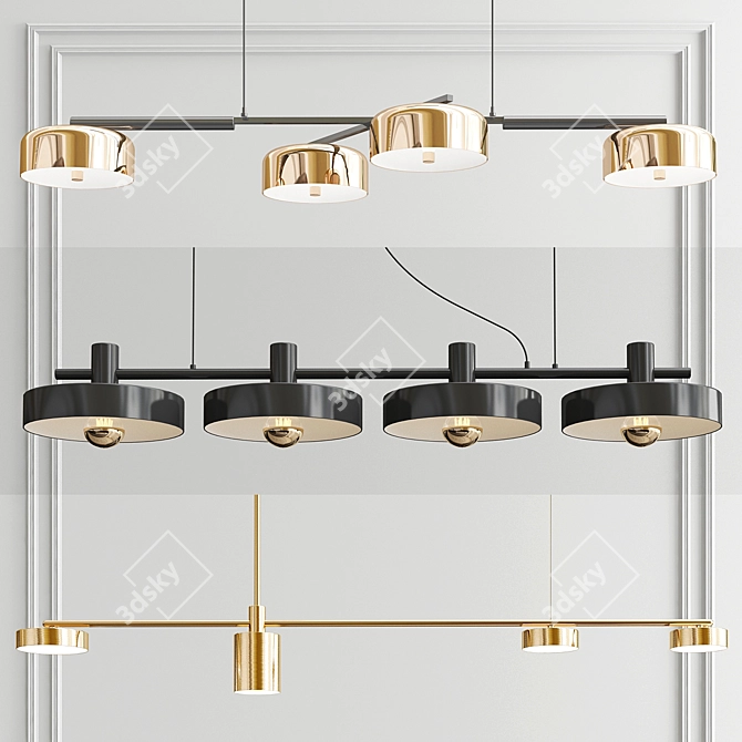 Stylish Diner Pendant Lights – 3 Elegant Designs! 3D model image 1