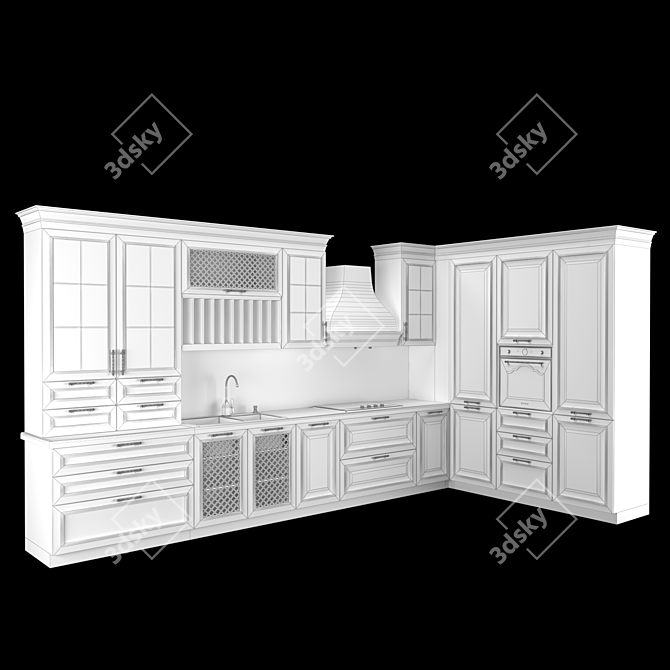 Elegant Geometry Kitchen Set 3D model image 2