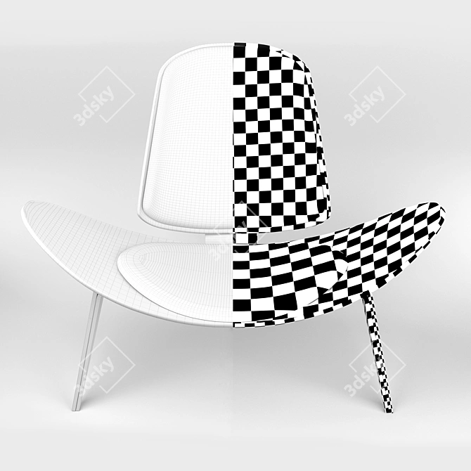 Contemporary Wood and Leather Chair 3D model image 1