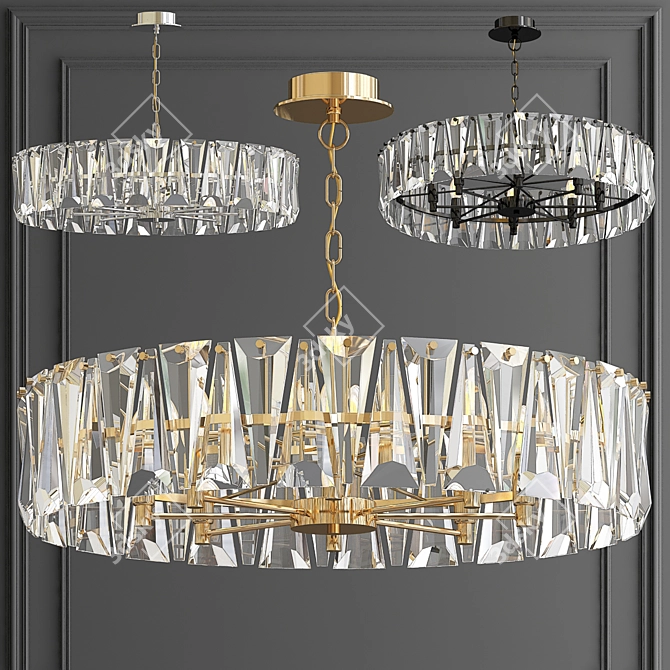 Ruby Gold Crystal Chandelier 3D model image 1