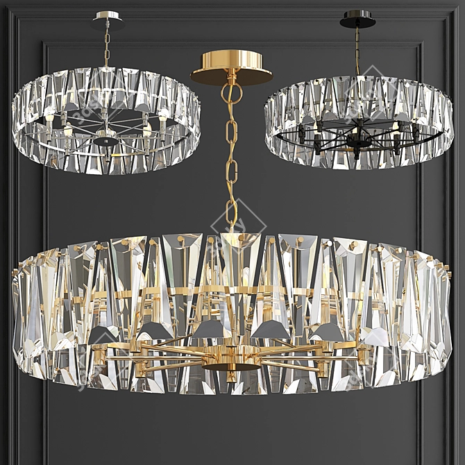 Ruby Gold Crystal Chandelier 3D model image 5