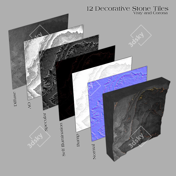 6 Stone Tiles - Part A 3D model image 3