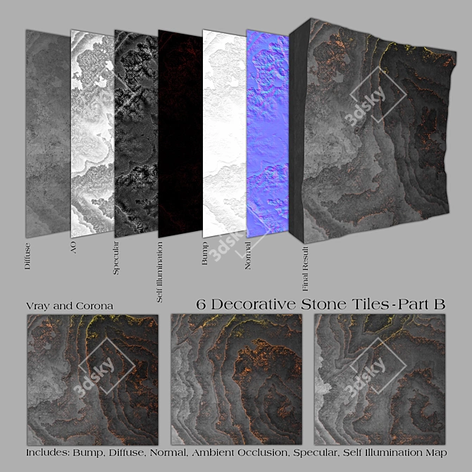 Elegant Stone Tile Set 3D model image 1