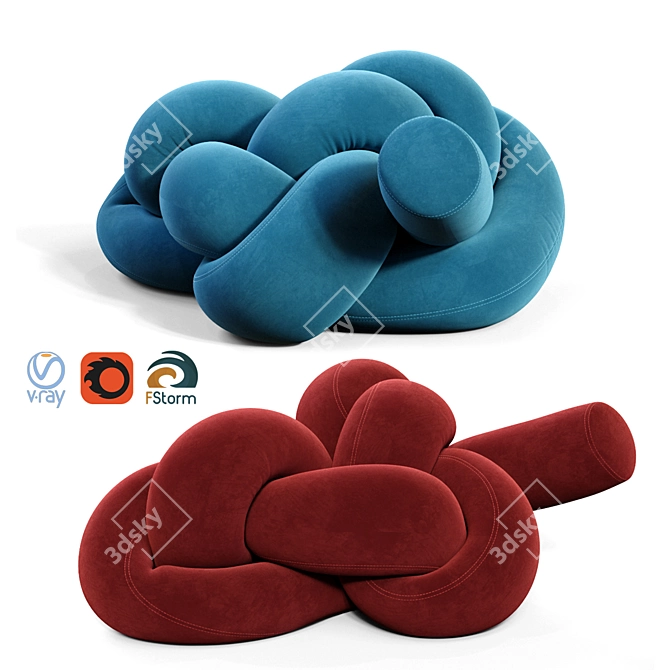 Brazilian Knot Foam Sofa: Versatile and Stylish 3D model image 1