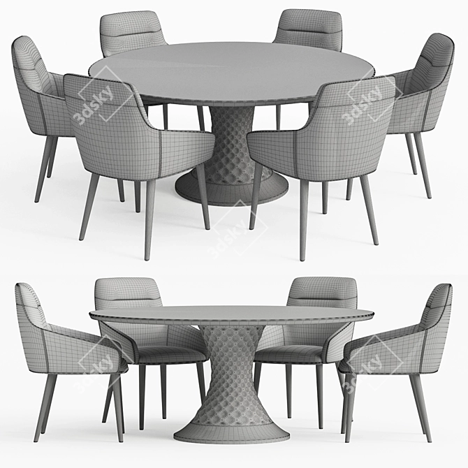 Modern Dining Table Set - 2014 Version 3D model image 3