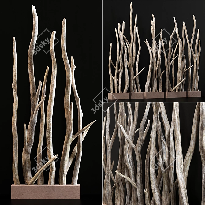 Vintage Branch Planter Wall 3D model image 1