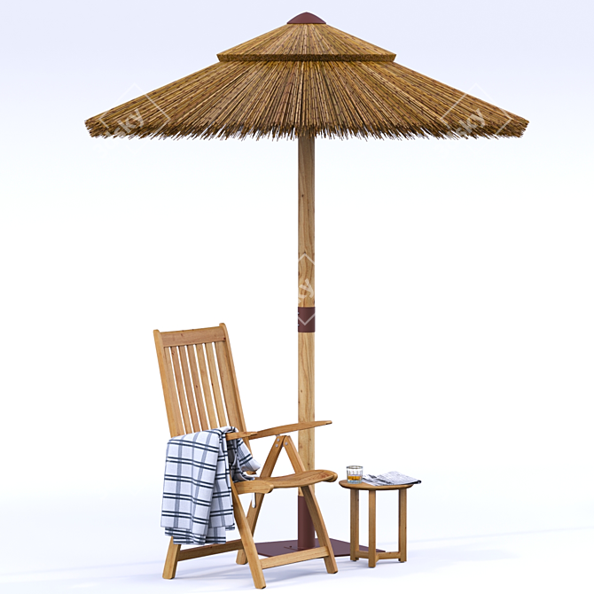 Sambesi Straw Umbrella: Stylish Shade on Sunny Days 3D model image 6