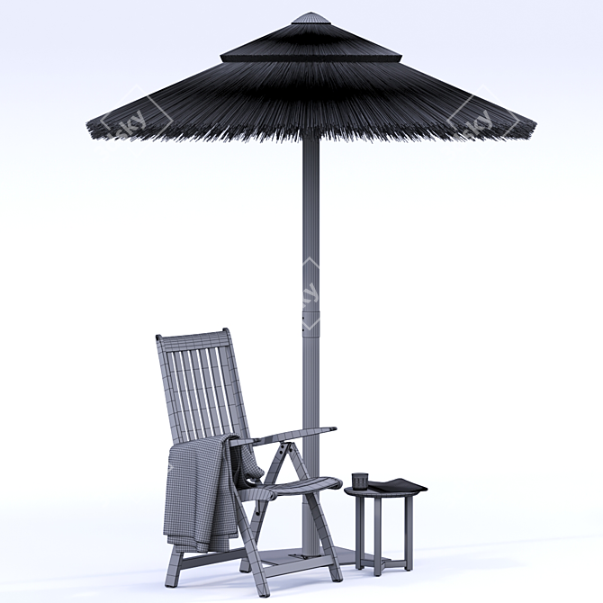 Sambesi Straw Umbrella: Stylish Shade on Sunny Days 3D model image 1