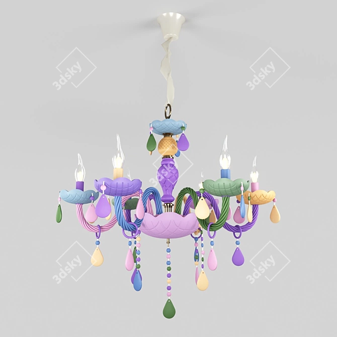 Colorful Art-Deco Metal Chandelier 3D model image 1