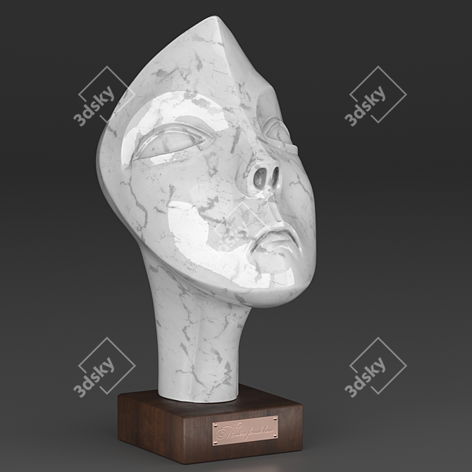 Modern Marble Female Head Figurine 3D model image 1