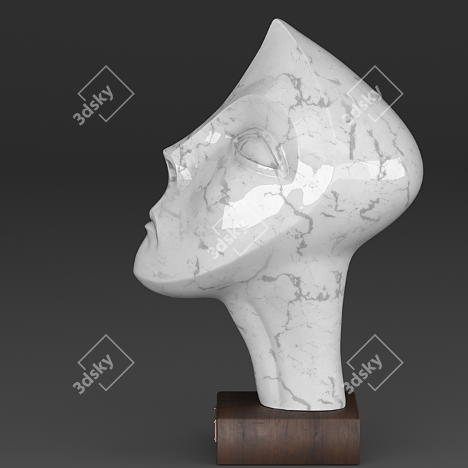 Modern Marble Female Head Figurine 3D model image 2