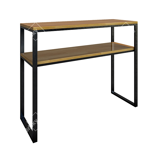 Hiba Console: Oak and Steel with Two Shelves 3D model image 2